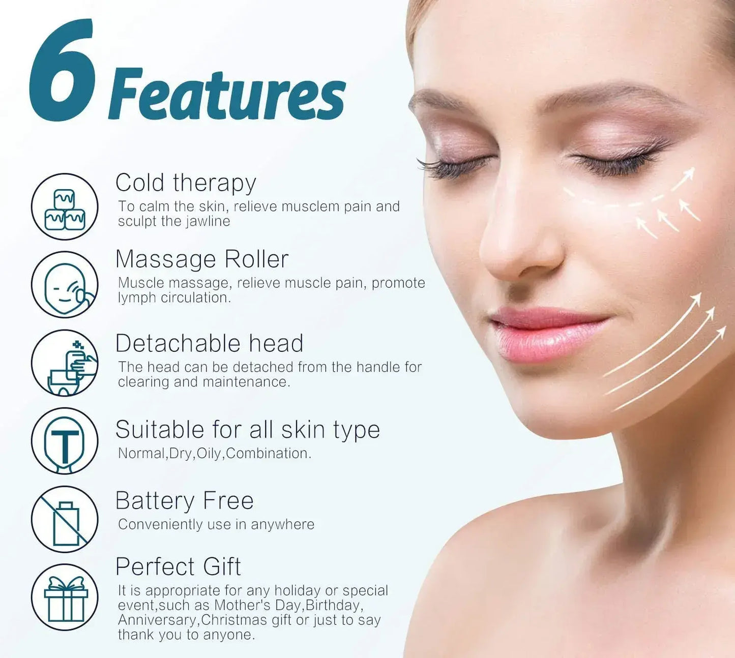 MARZAHAR Ice Roller for Face & Eye Puffiness Relief, Cold Gel Ice Face Roller Massager -