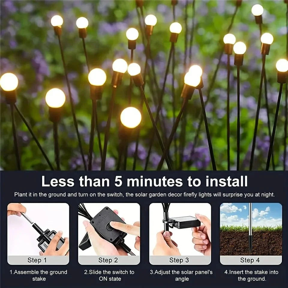 Garden Lights – New Upgraded Solar Powered Firefly Lights, Outdoor Waterproof Vibrant Decorative Lighting for Home