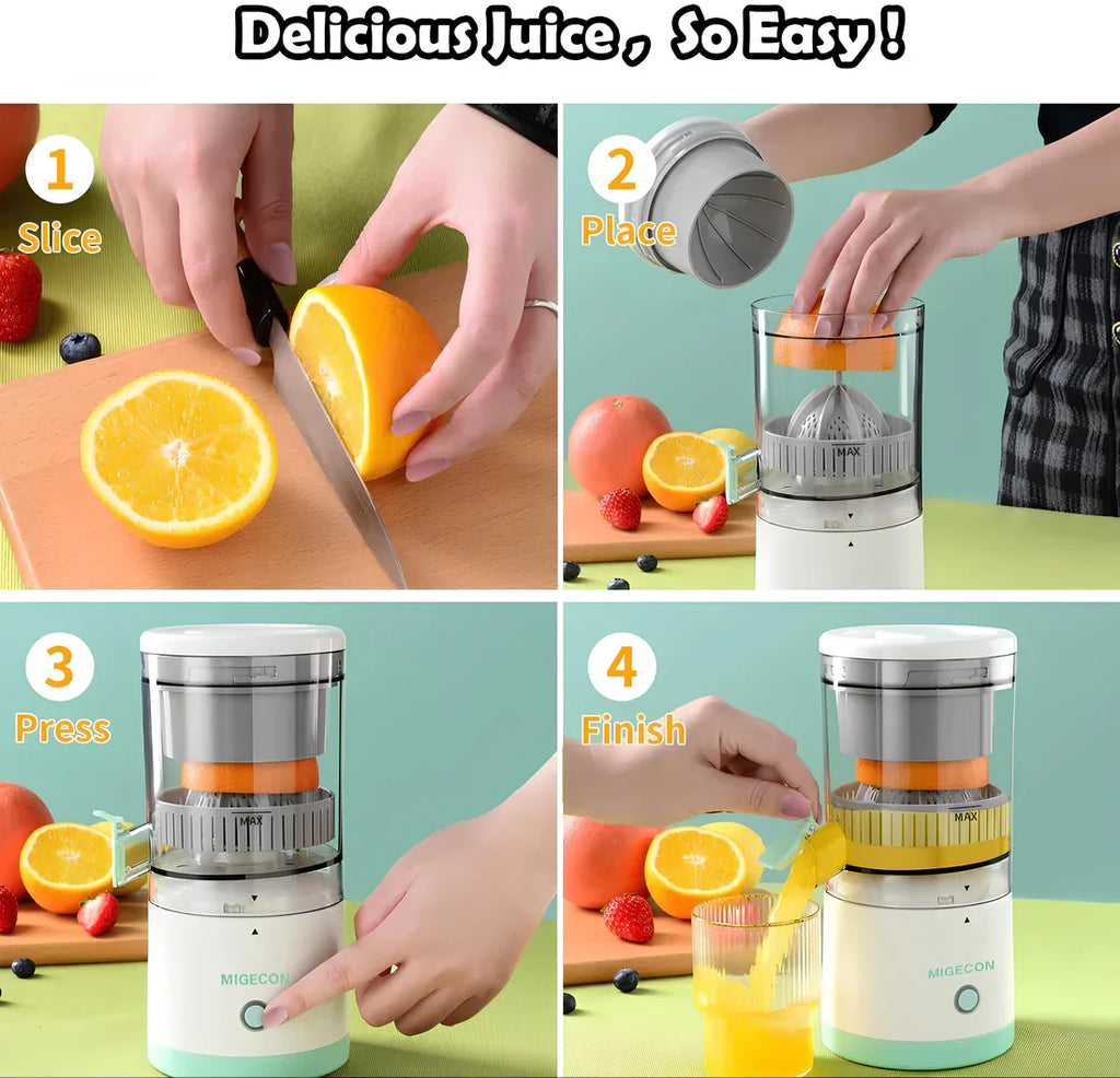Manual Citrus Juicer & Squeezer – Portable Hand-Press Fruit Juicer with Built-in Strainer and Measuring Cup